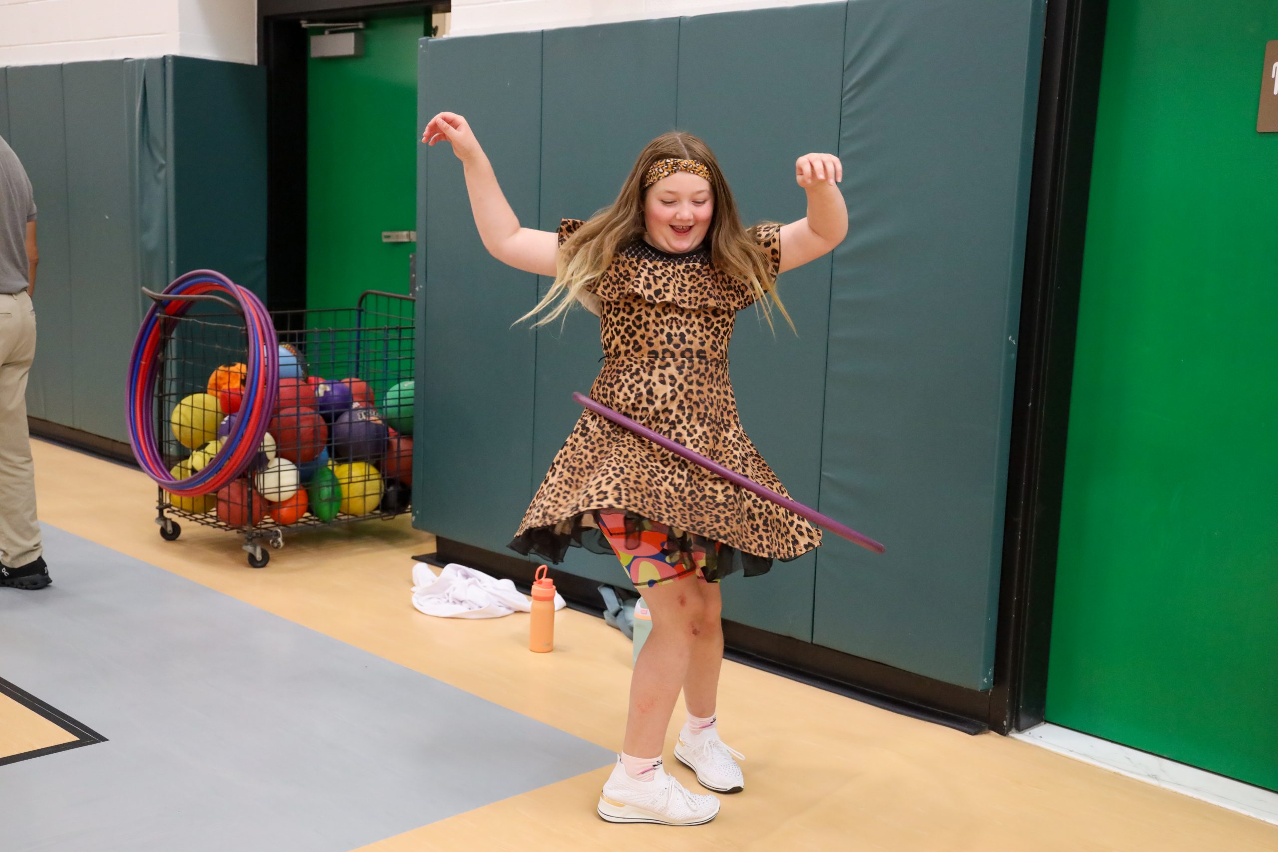 Student using a hula hoop