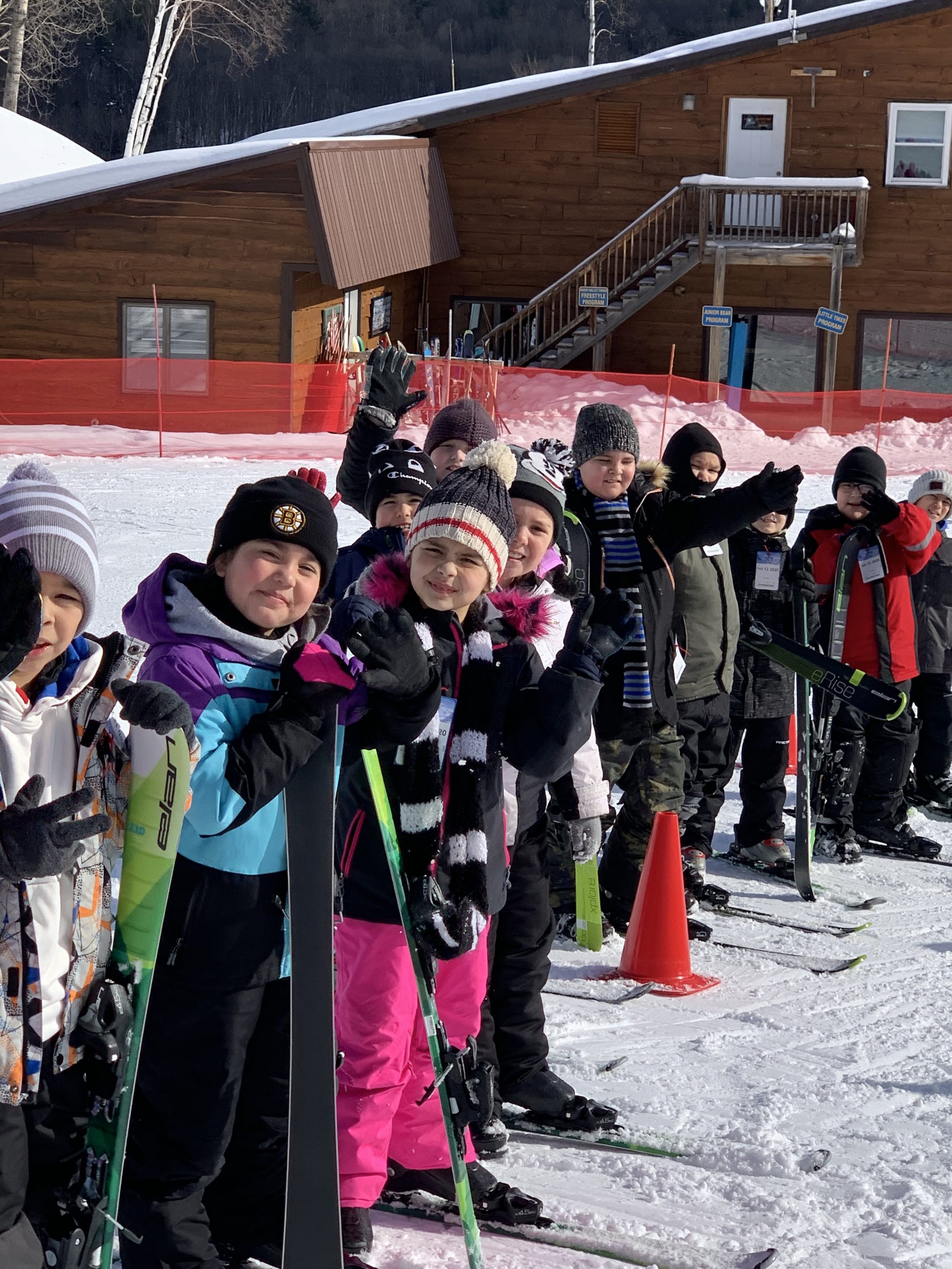 Group of skiers ready to hit the slopes